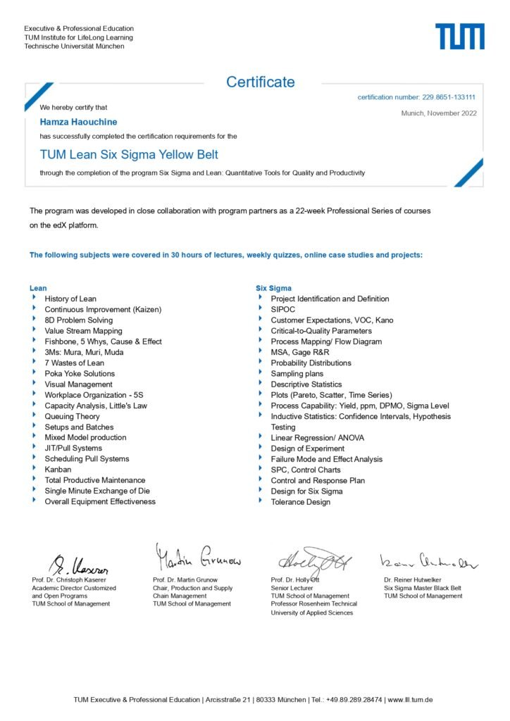 Certificate TUM Lean Six Sigma Yellow Belt_page-0001 Best Six Sigma Yellow Belt Training