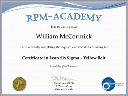 certificate template of lean six sigma yellow belt program